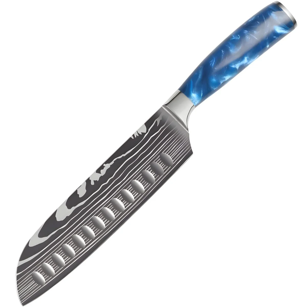 Kuchynský nôž Santoku s modrou rukoväťou 1 ks, modrá