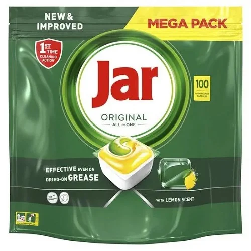 Jar Original All In One Kapsuly Do Umývačky Riadu Citrón, 100 Kapsúl 1×100ks, Kapsuly Do Umývačky Riadu
