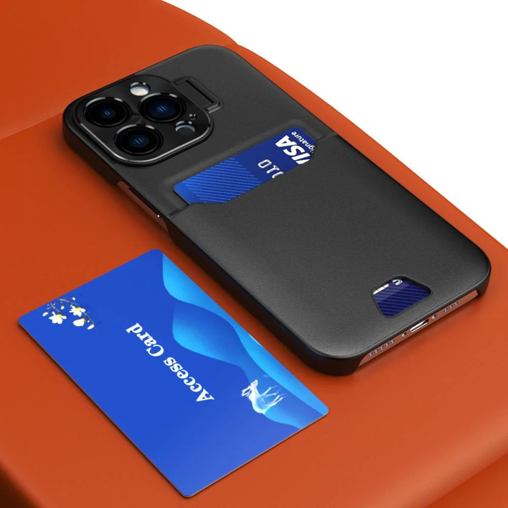 Kožené puzdro Stand case pre iPhone 14 - Tmavo modrá 1 x 1 puzdro s kreditno