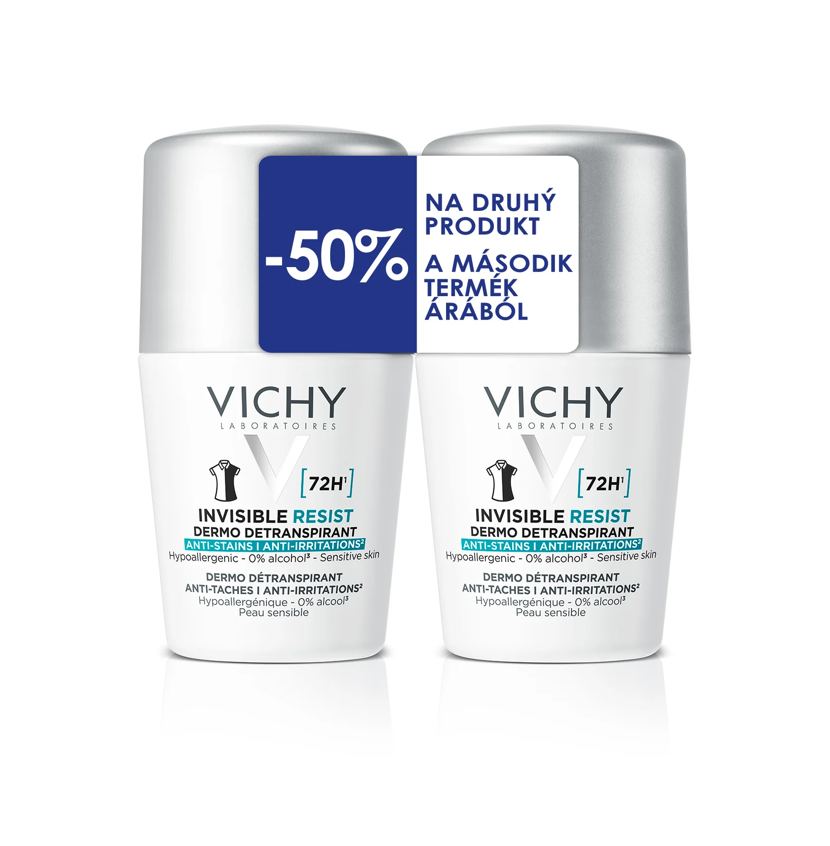 VICHY Invisible Resist 72H Antiperspirant 2×50 ml, antiperspirant