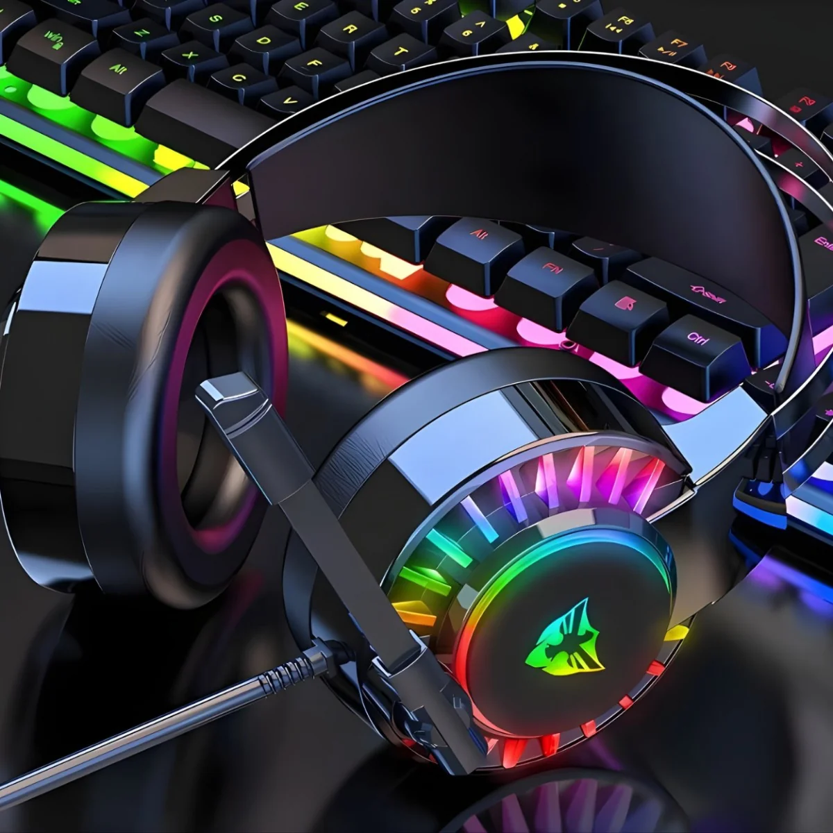 Herné slúchadlá 7.1 s RGB podsvietením