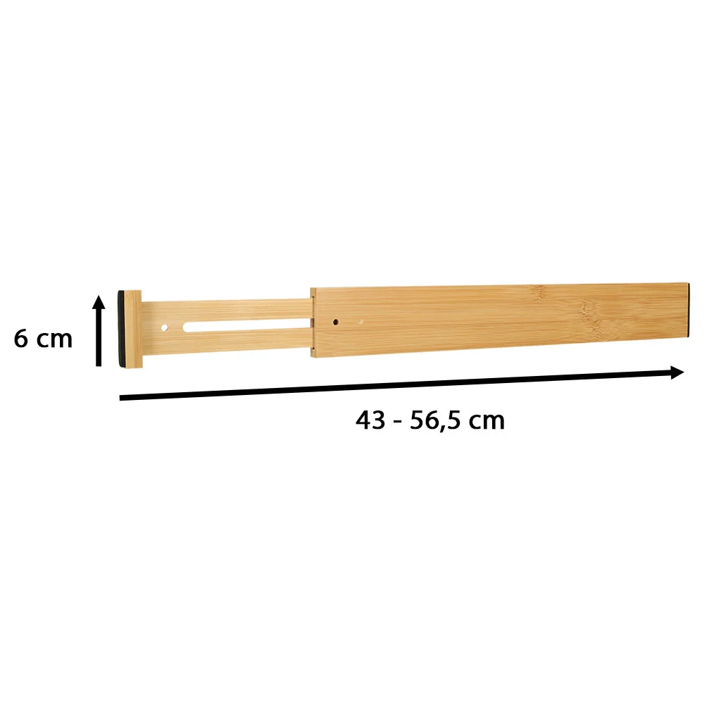 Bambusový oddeľovač do zásuvky – nastaviteľný organizér na príbory 43–56 cm
