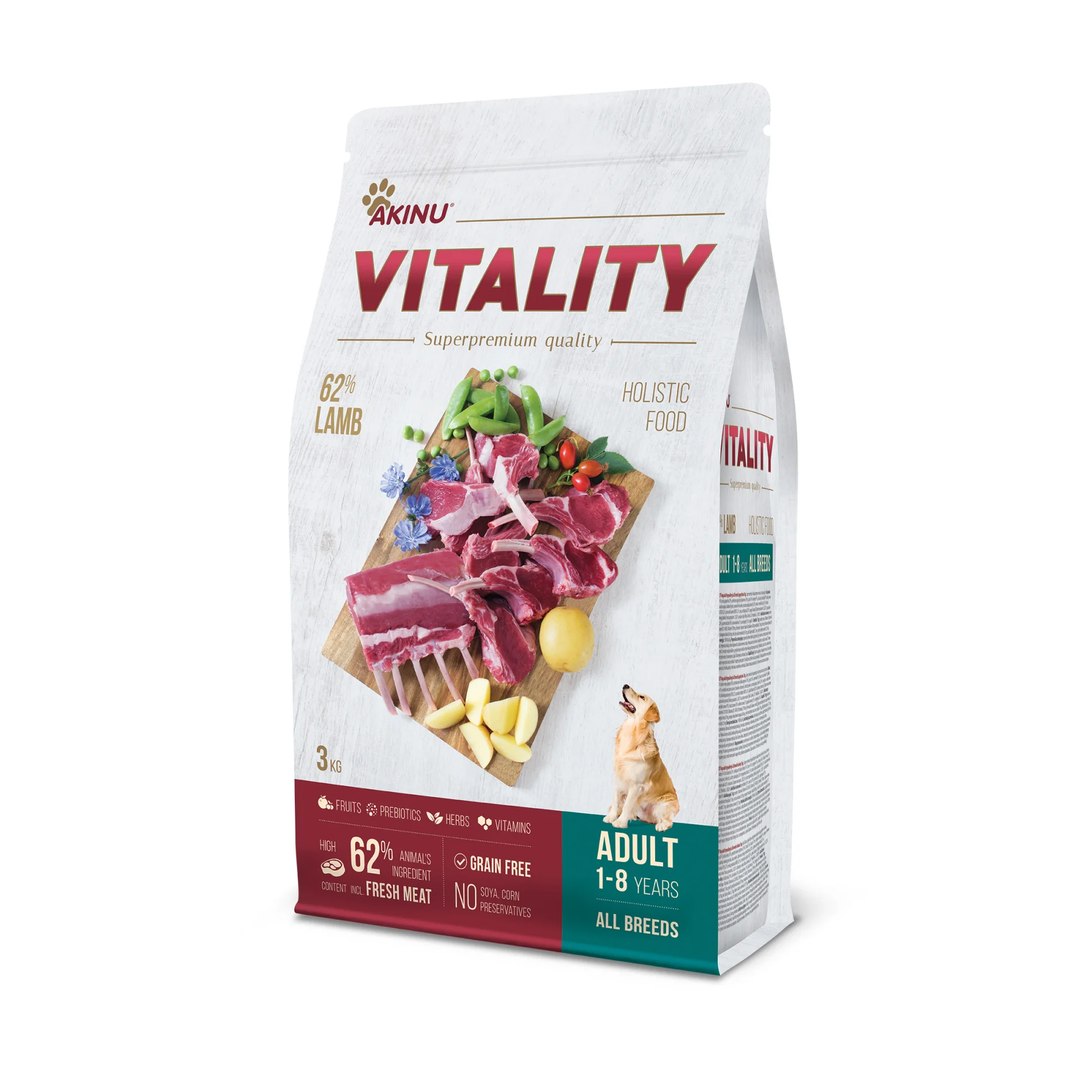 Akinu VITALITY jahňacie granule pre psov hypoalergénne 3 kg