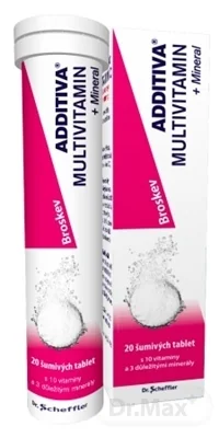 ADDITIVA MULTIVITAMÍN + Minerál, Broskyňa 1×20 tbl, výživový doplnok