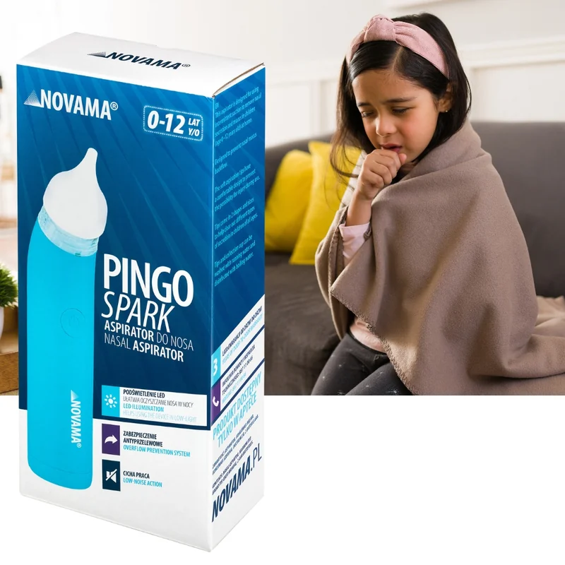 NOVAMA Pingo Spark nosová odsávačka s LED špičkou, modrá