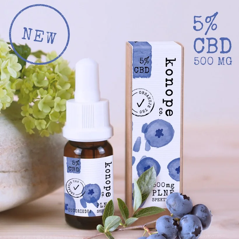 Konope co. 5% CBD Fresh Čučoriedka Full Spektrum 500mg 1×10 ml, organický olej
