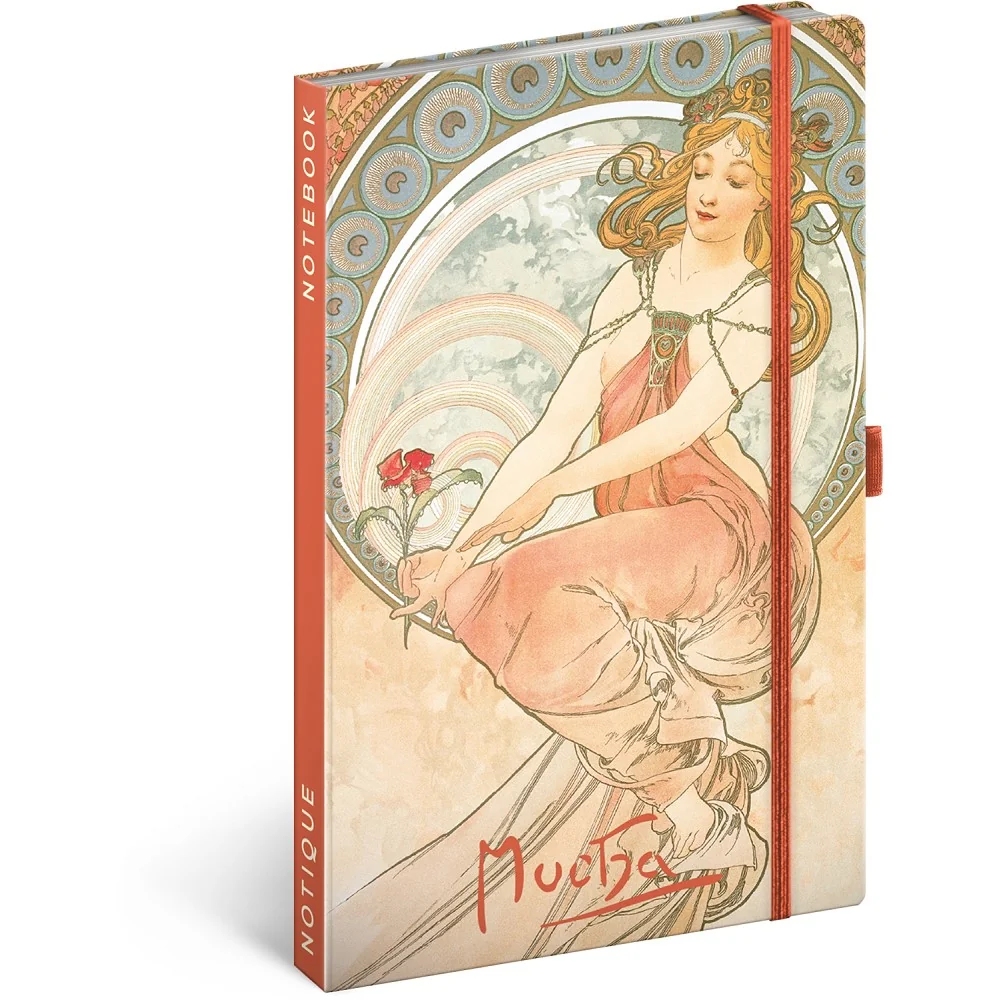 Zápisník Alfons Mucha - Maliarstvo, linajkový A5, pevná väzba