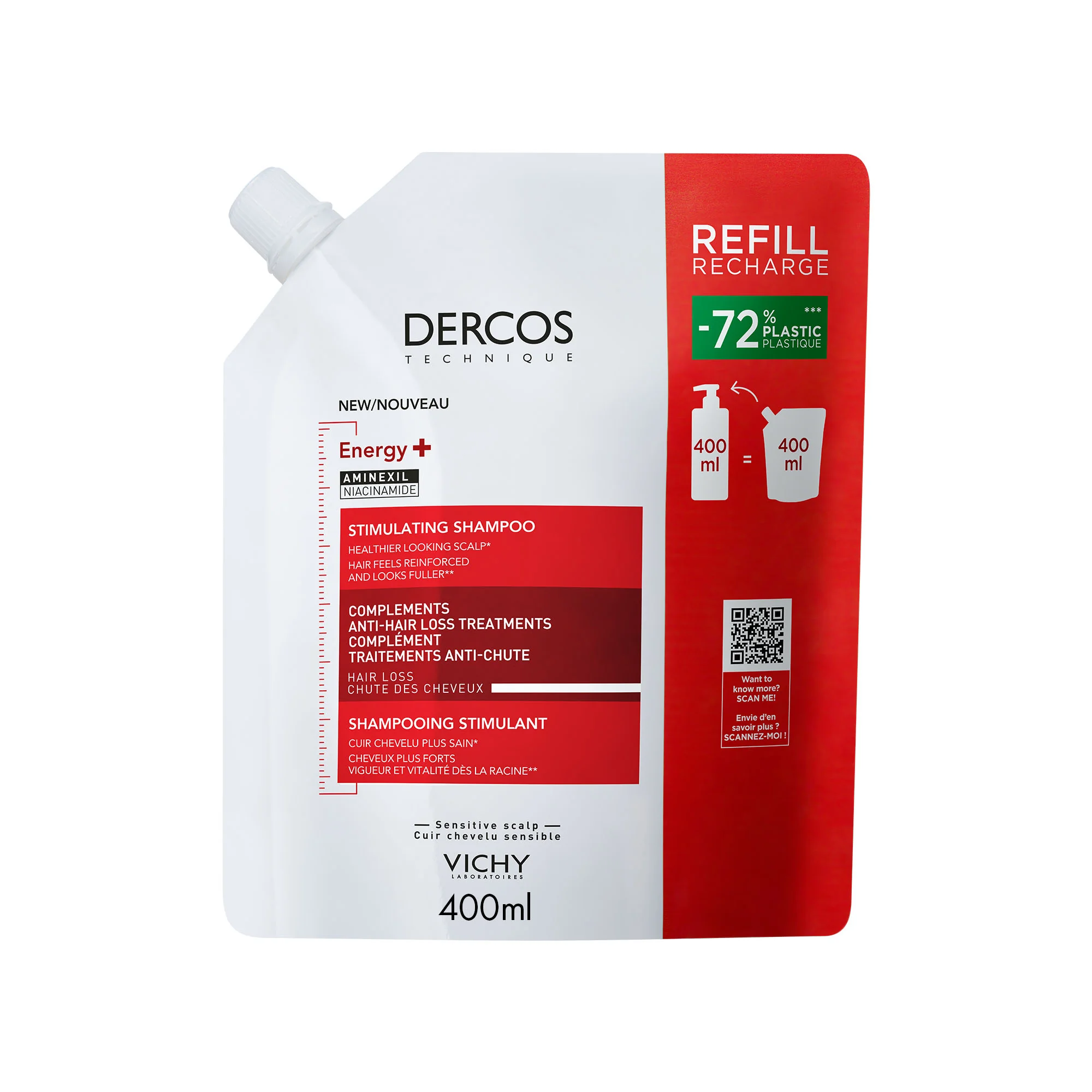 VICHY DERCOS Energy+ Šampón - náhradná náplň 400 ml