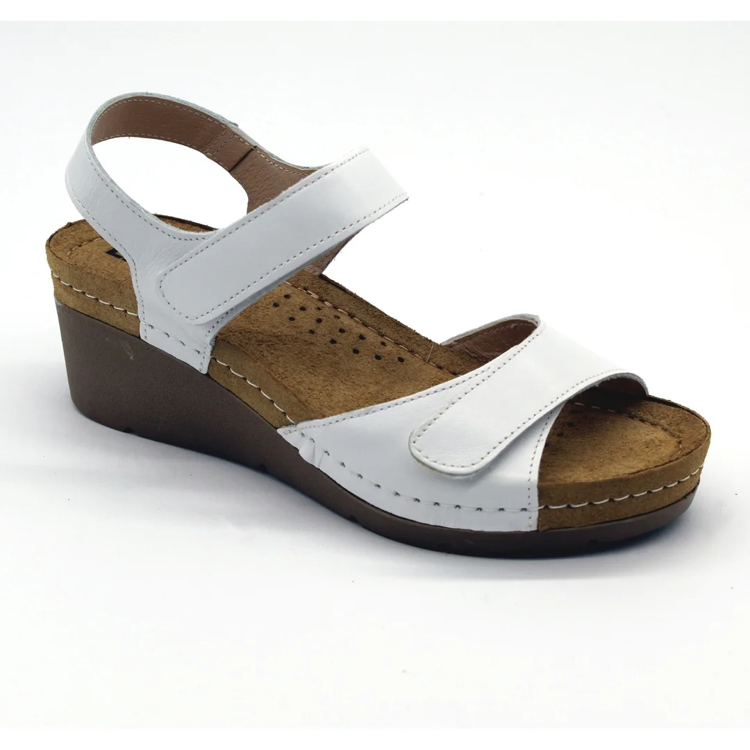 1041 Zdravotné celokožené sandále na platforme 36 - 23,5cm, biela, 6,5 cm