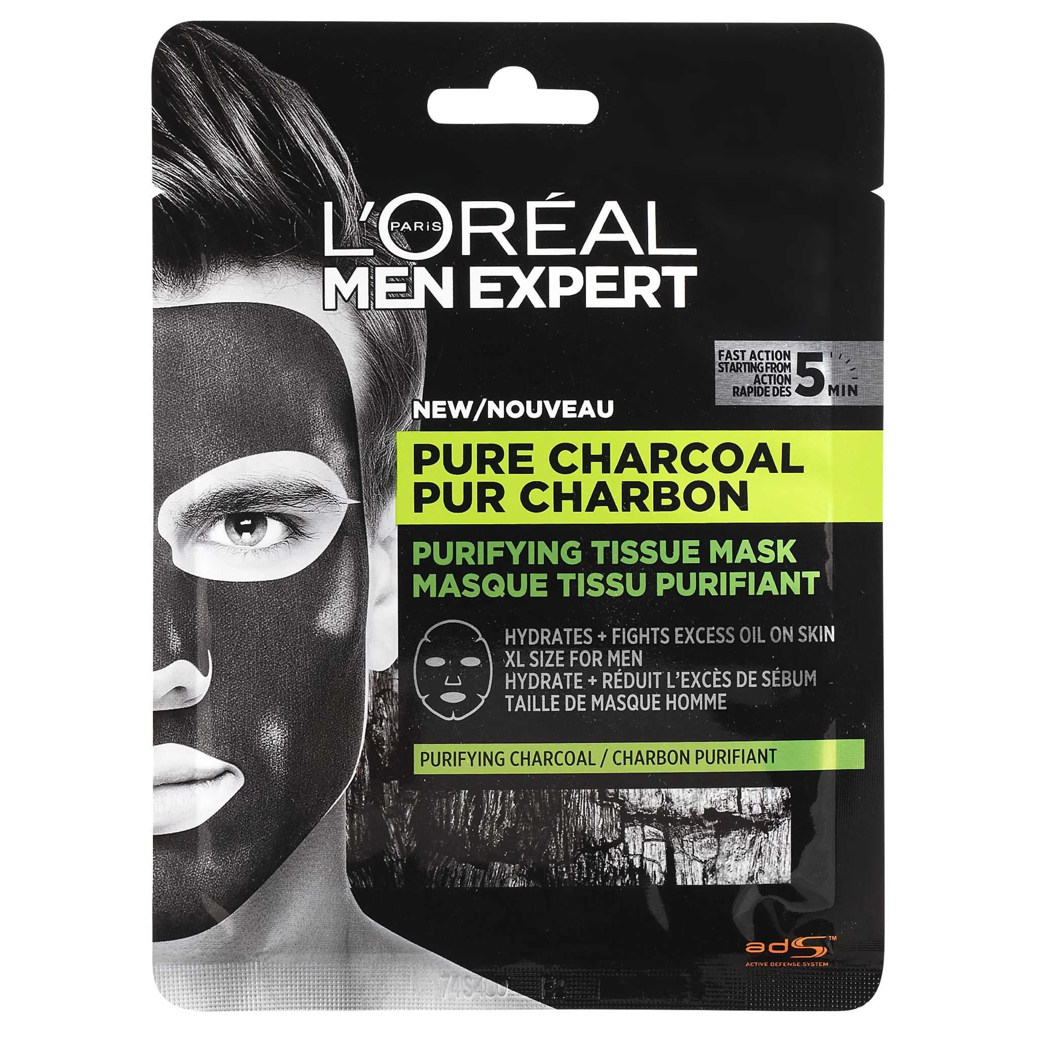 L'Oréal Paris Men Expert Pure Charcoal 1×30 g, textliná pleťová maska