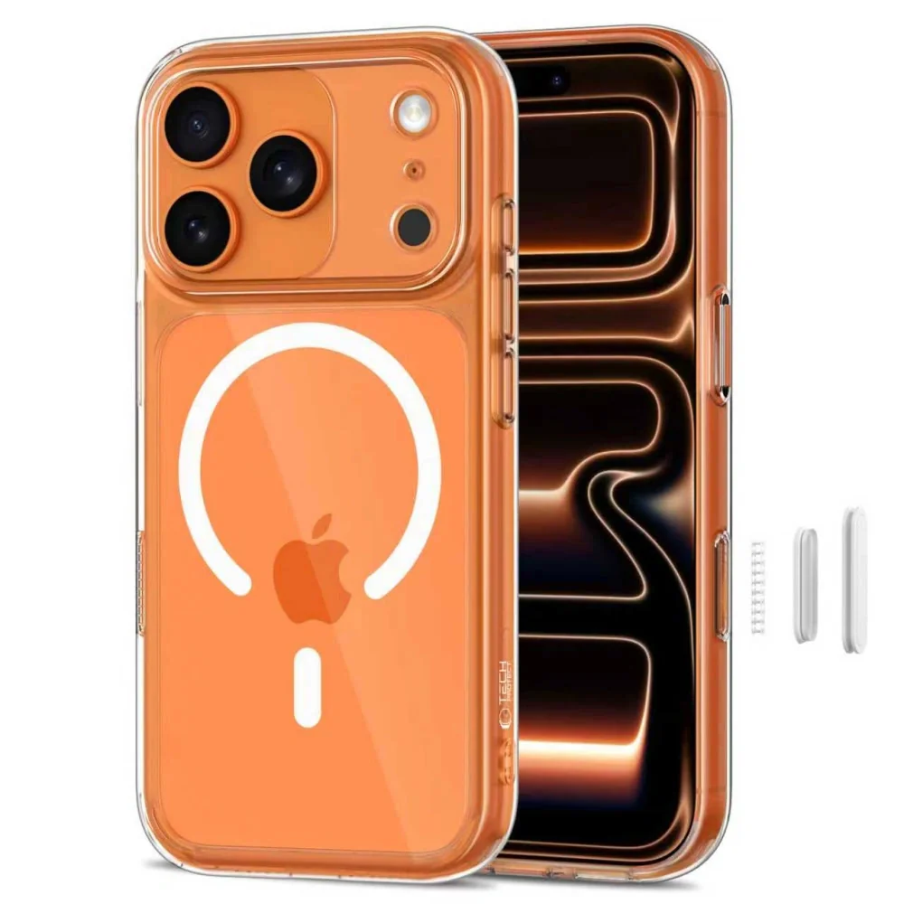 Tech-Protect MagPeak MagSafe CC kryt na iPhone 17 Pro, priesvitný
