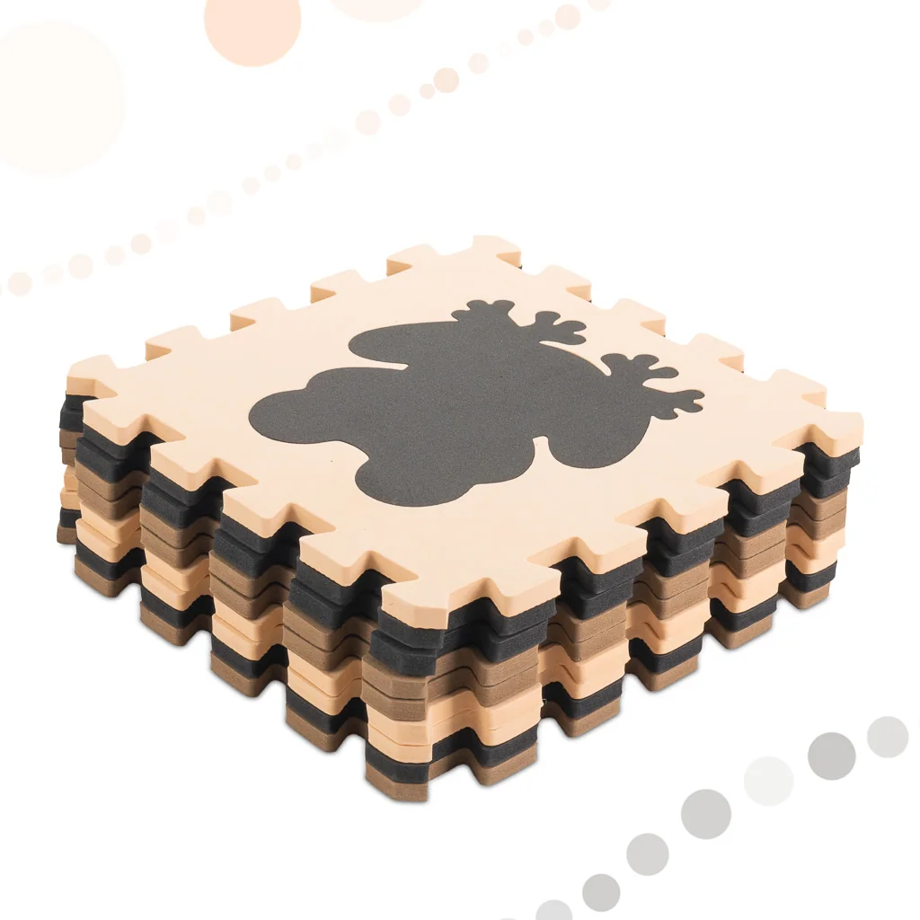 Podložka penové puzzle pre deti 9 ks – béžovo-hnedé zvieratká