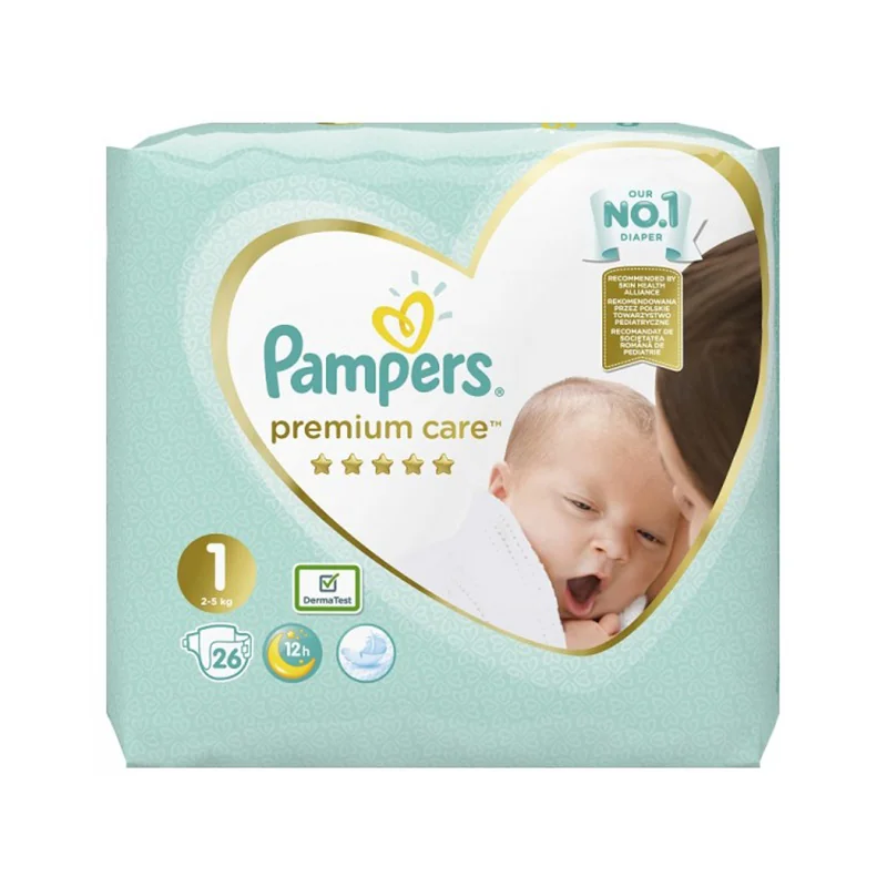 Pampers Premium care New Baby S1 26ks (2-5kg) 1×26 ks, plienky