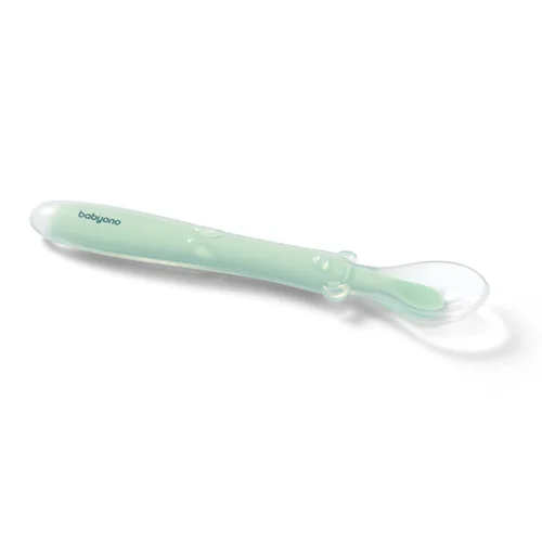 BABYONO Lyžička silikónová - mint 6m+ 1×1 ks, silikónová lyžica