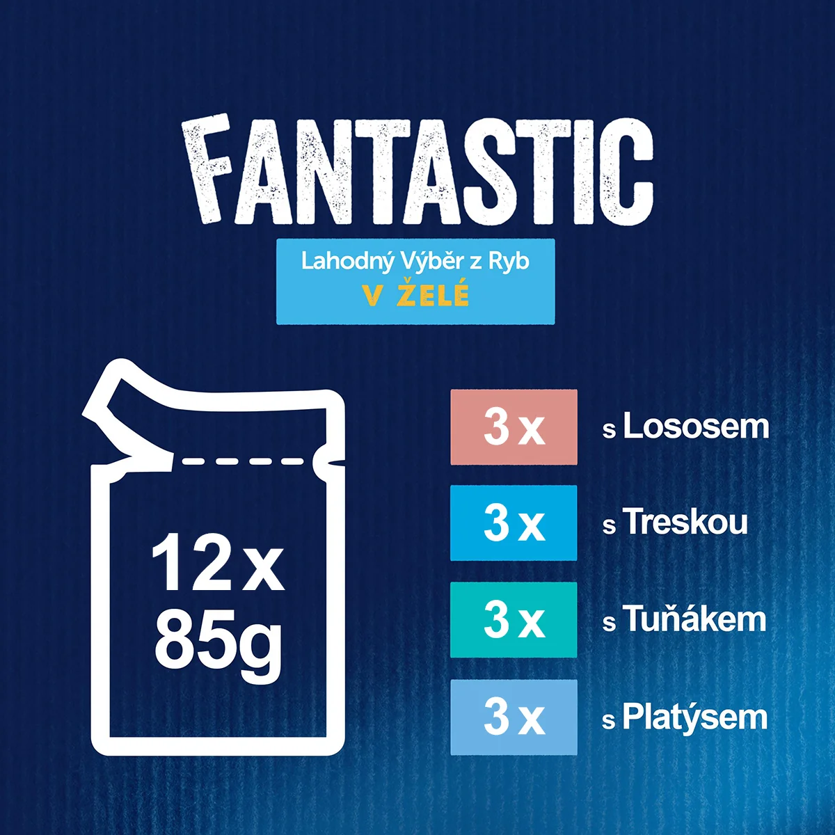 Felix Fantastic kapsičky pre mačky losos, platesa, tuniak, treska v želé 12×85 g 12×85 g, kapsičky pre mačky