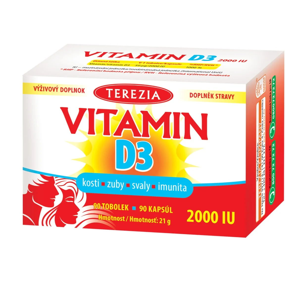 TEREZIA Vitamín D3 2000 IU 1×90 tbl, výživový doplnok