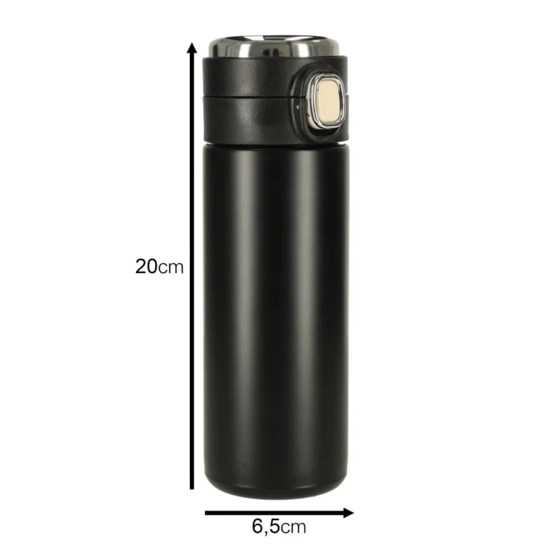 Termohrnček 420 ml s LED teplomerom – čierny, s náustkom
