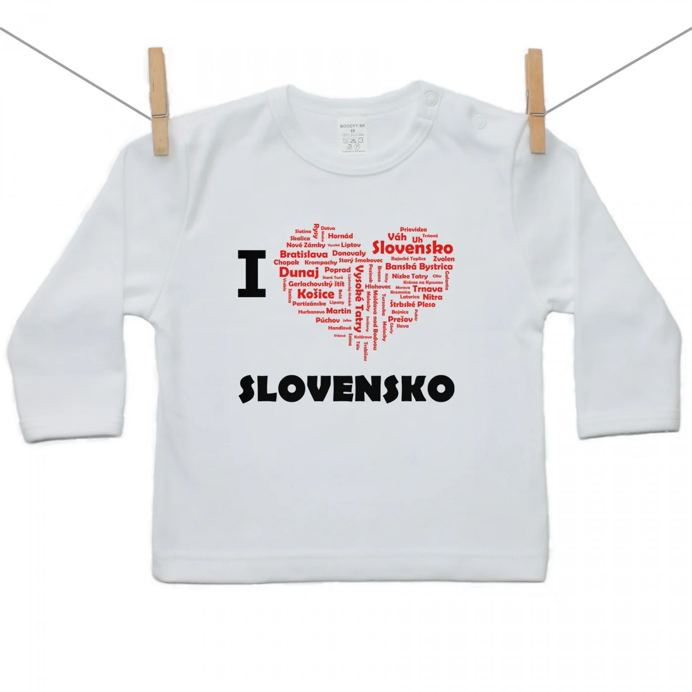 Boodyy Tričko s dlhým rukávom I love Slovensko Veľkosť: 86