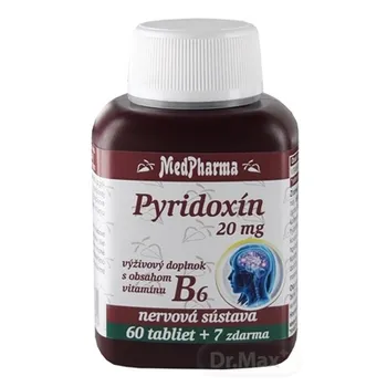 MedPharma PYRIDOXÍN 20 mg (vitamín B6) 1×67 tbl, 60+7 zadarmo