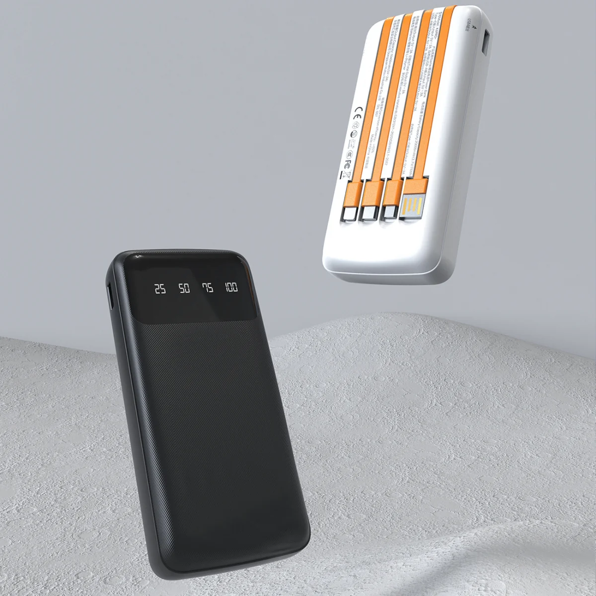 Dudao K6Pro Power Bank 10000mAh 2x USB + kábel USB / USB-C / Lightning / Micro USB, biely / Micro USB, biely