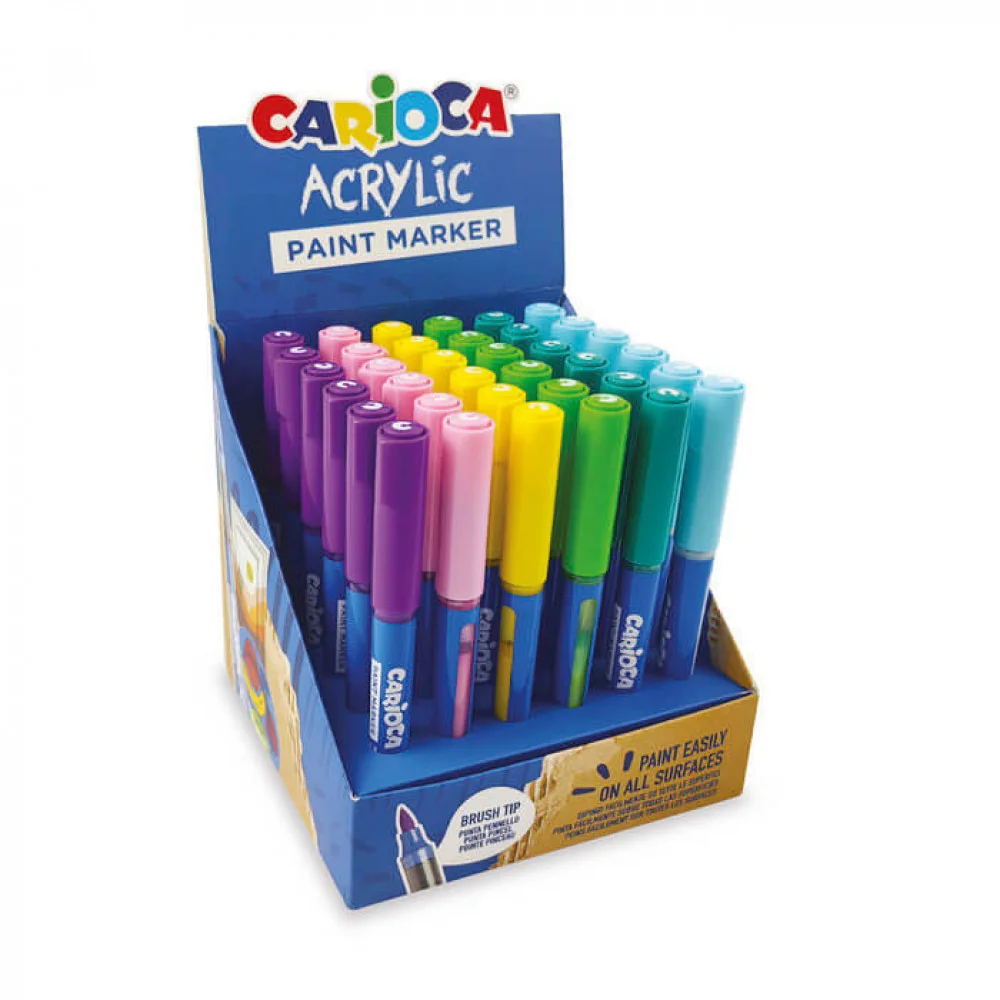 Sada akrylových štetcových fixiek mix farieb 36ks-CARIOCA