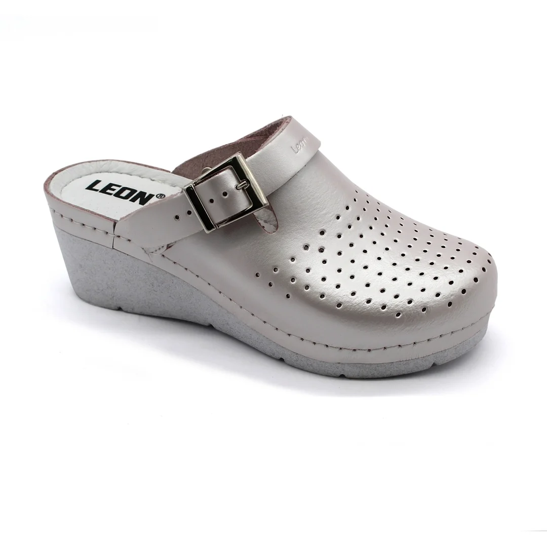 Leon 1000 Dámska zdravotná celokožená obuv - Klinový opätok 39 - 25cm, perla, 6,5 cm