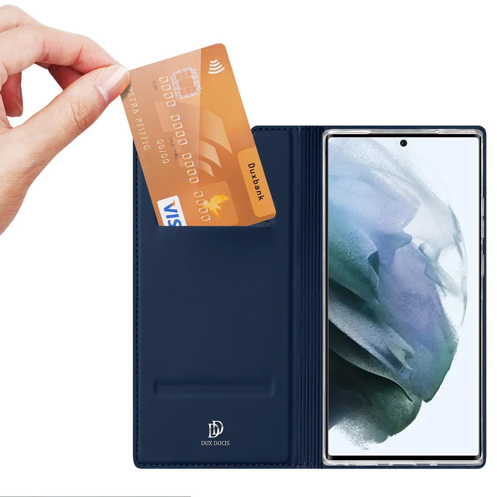 DUX DUCIS Skin Pro knižkové kožené puzdro na Samsung Galaxy S22 Ultra,modré modré