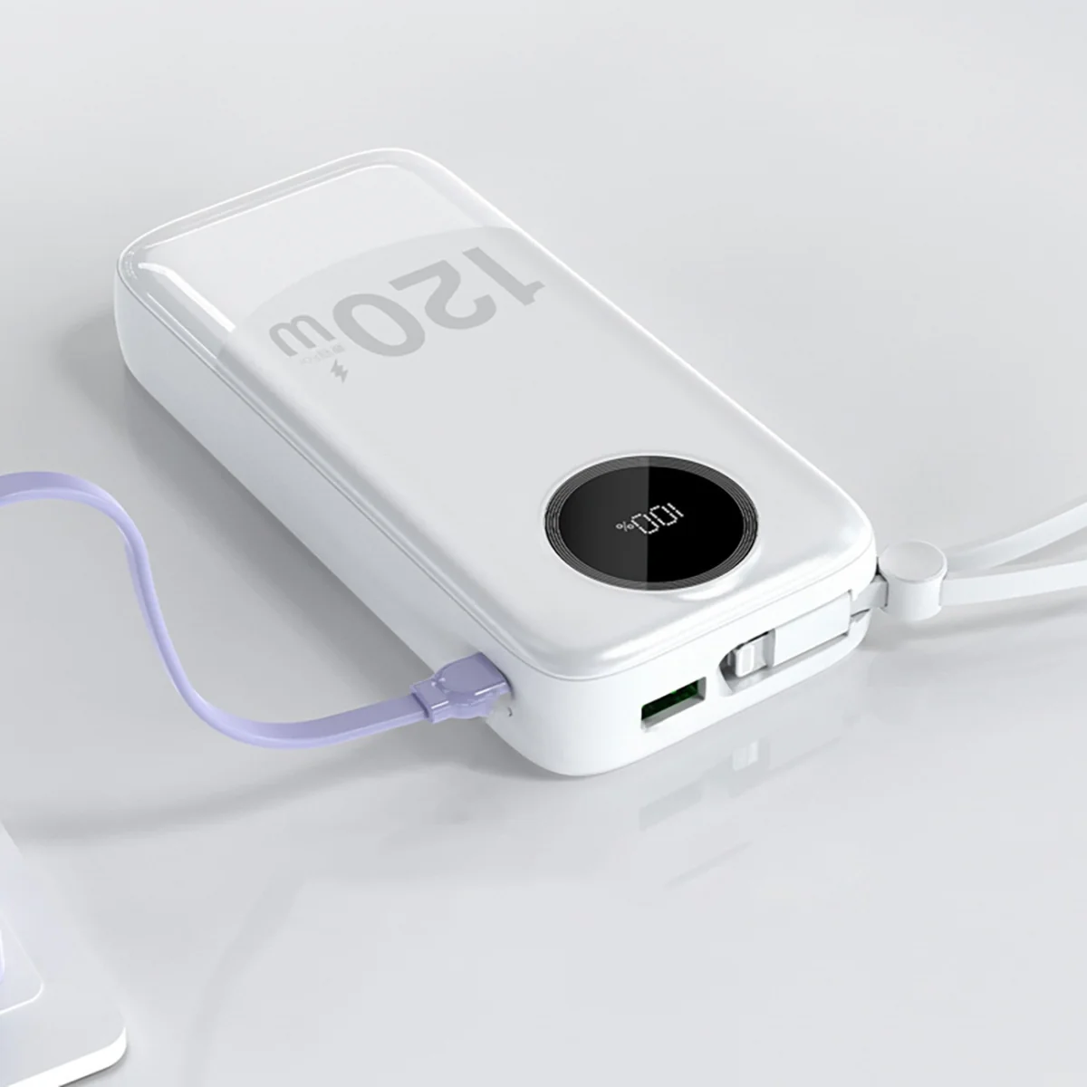 Dudao K13 Pro Power Bank 20000mAh USB / USB-C + kábel Lightning / USB- C 22.5 W, biely
