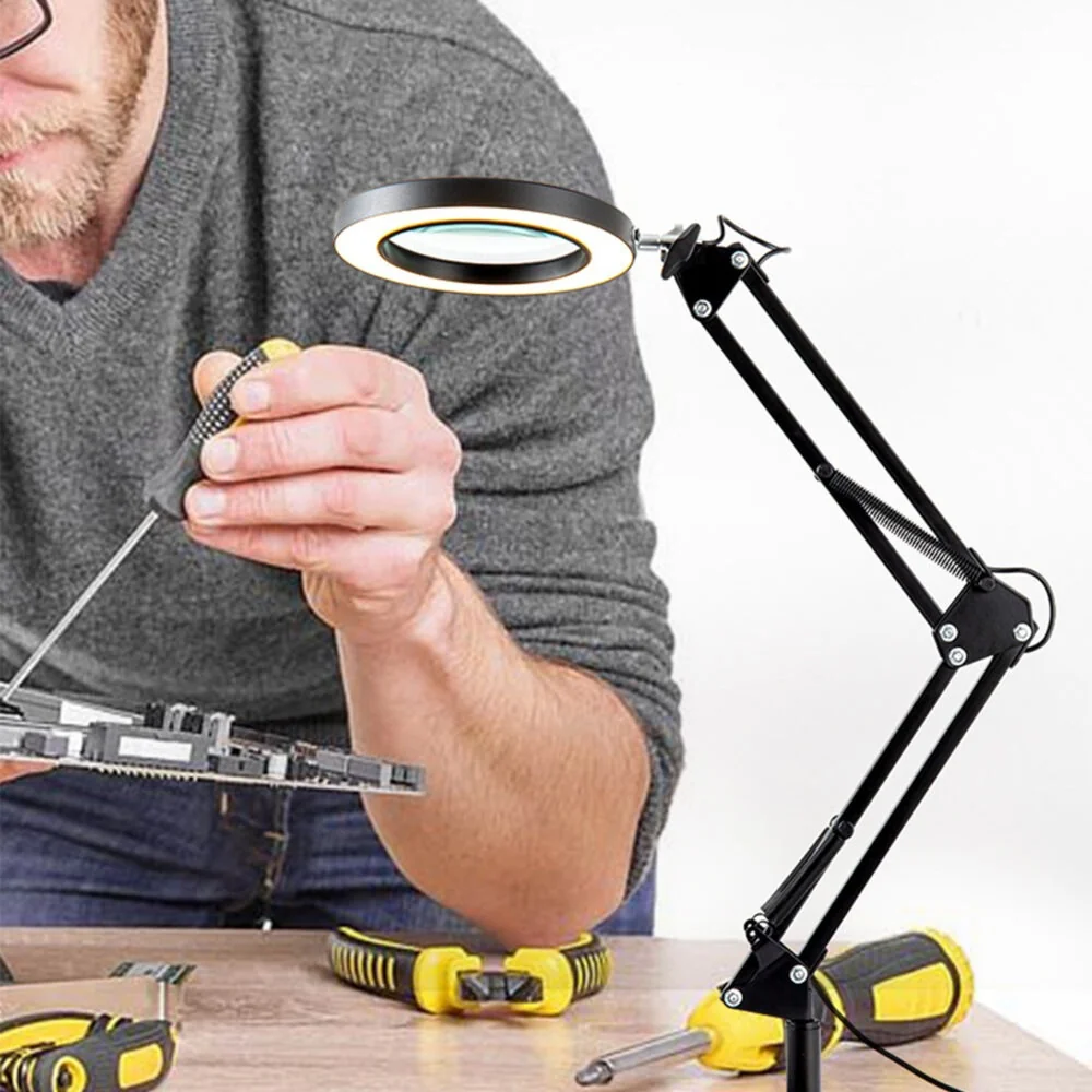 MG Repair Lamp LED stolná lampa s lupou 12W, čierna 