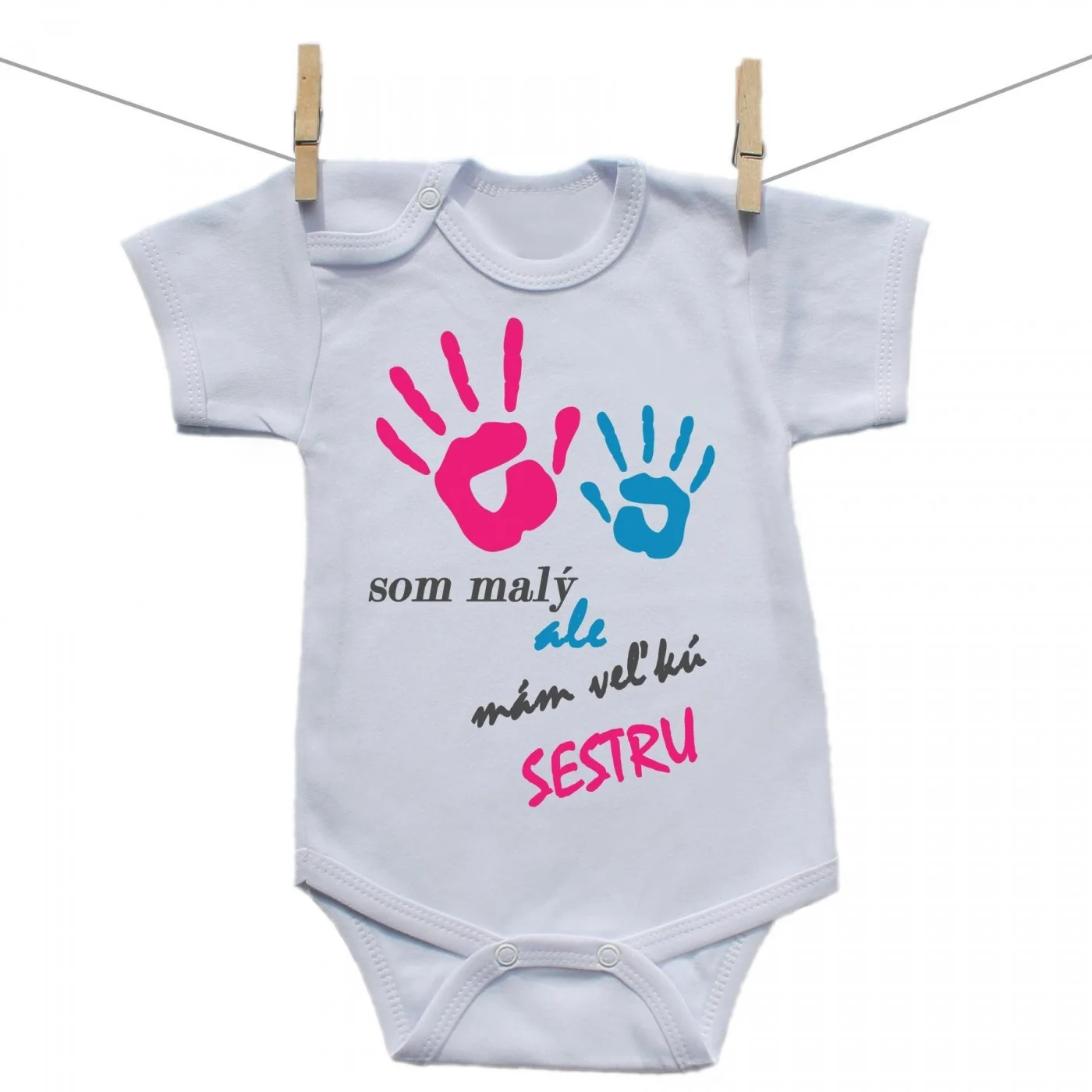 Boodyy Body s krátkym rukávom Som malý ale mám veľkú sestru Veľkosť: 92