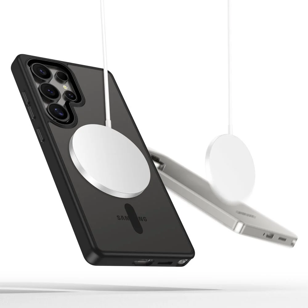 Tech-Protect Magmat MagSafe kryt na Samsung Galaxy S25 Ultra, čierny/priesvitný riesvitný