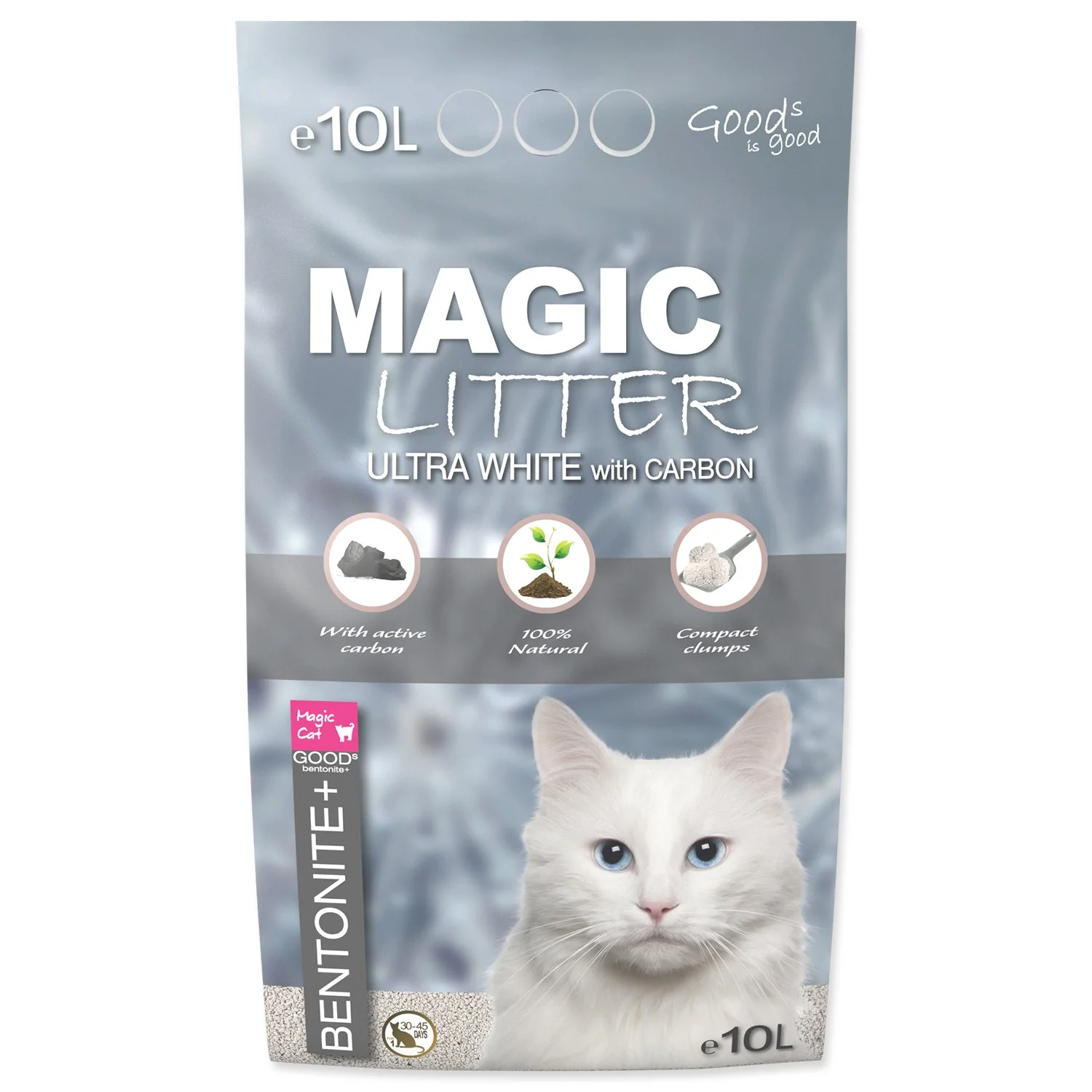 Podstielka Litter Bentonite Ultra White with Carbon 10L/9kg 10L/9kg