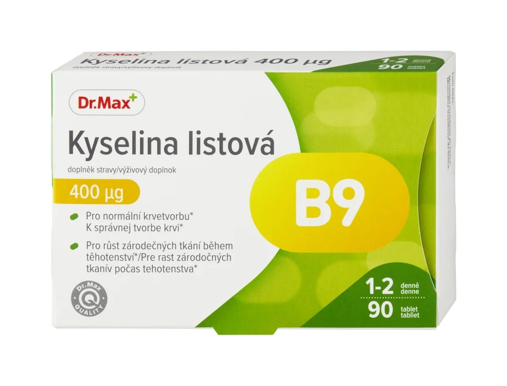 Dr. Max Kyselina listová 400 µg 1×90 tbl, výživový doplnok