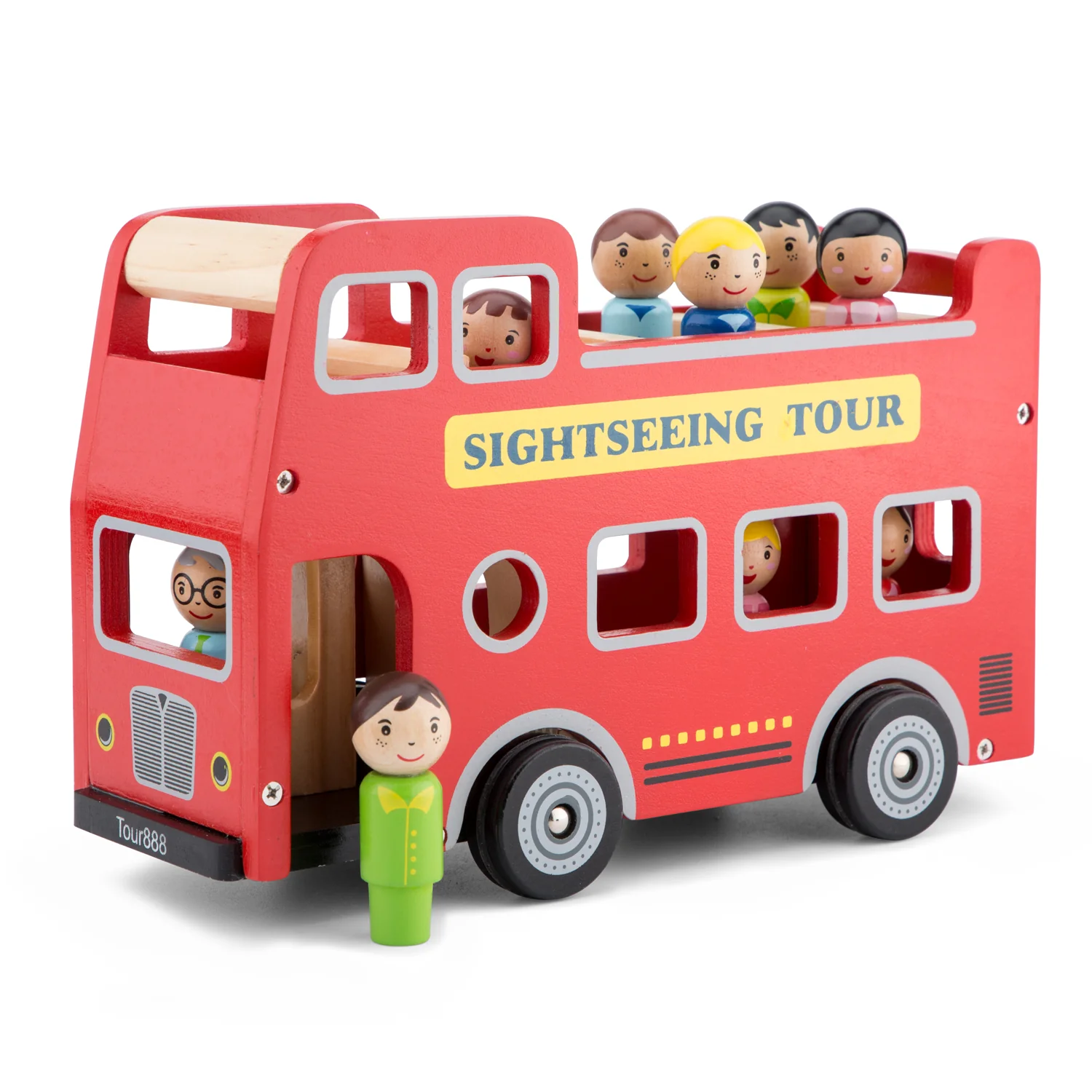 Červený mestský autobus + 9 figúrok cestujúcich