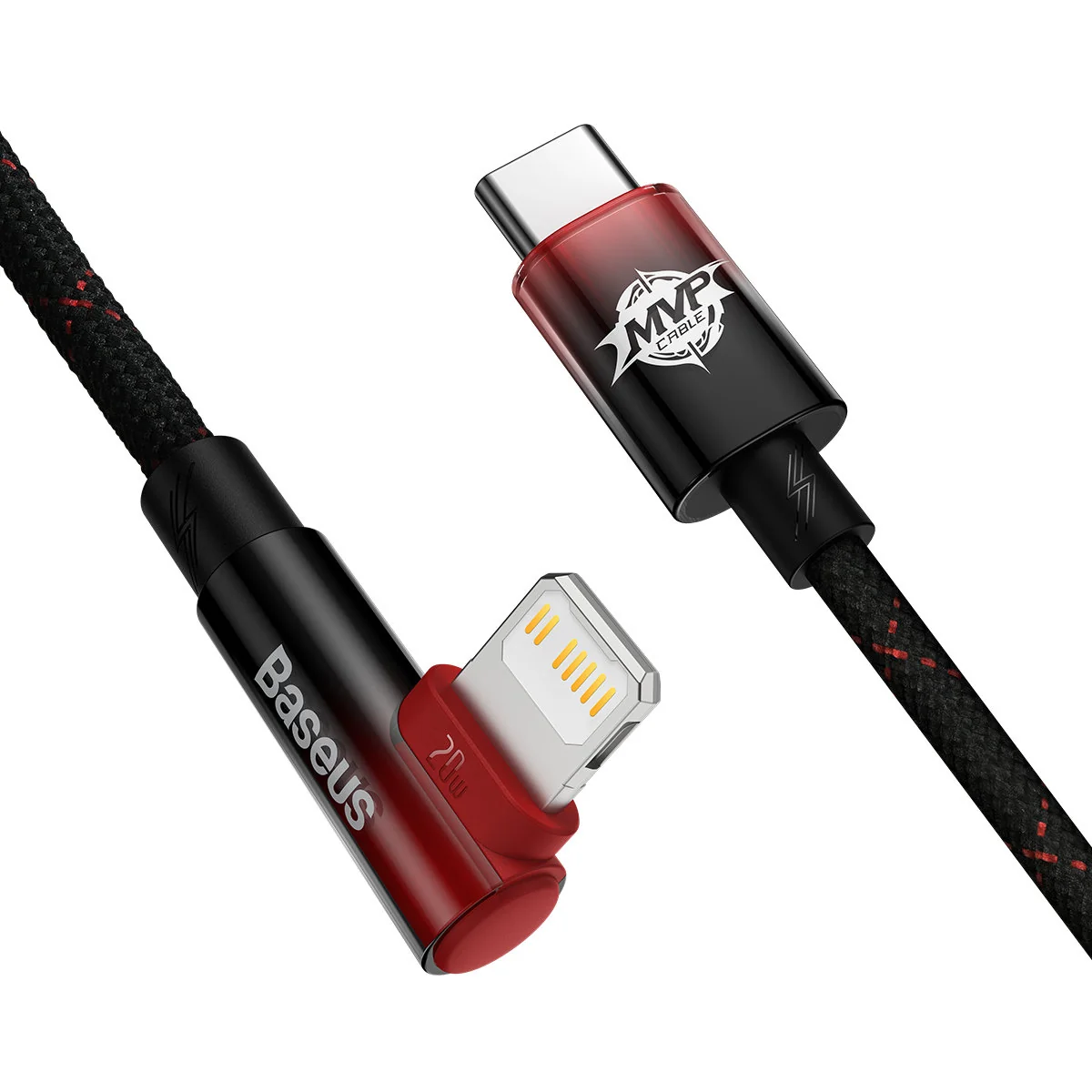 Baseus MVP Elbow kábel USB-C / Lightning 20W 2m, čierny/červený