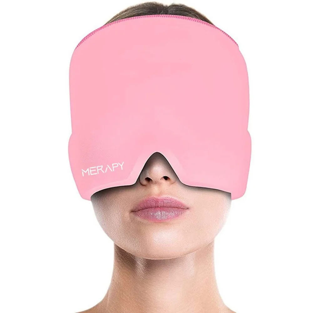 Merapy Headmask ružová, chladivá gélová čiapka na migrénu a bolesť hlavy