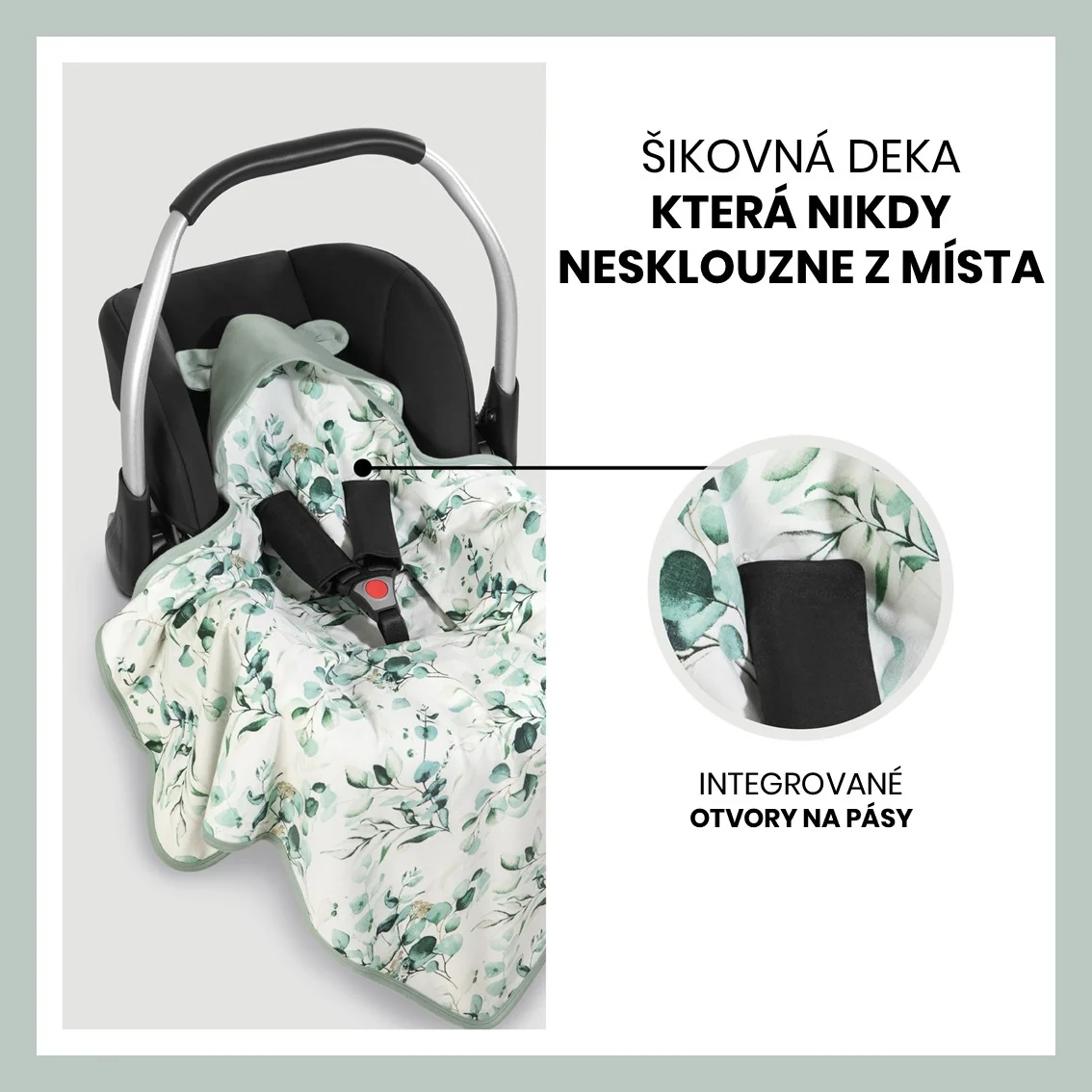 Hauck Snuggle N Dream zavinovacia deka do autosedačky a kočíka Leaves Mint