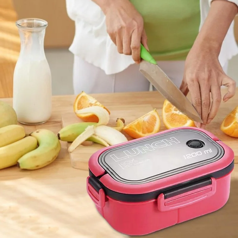 Livefy obedový box s príborom Lunch 1.2l, ružový