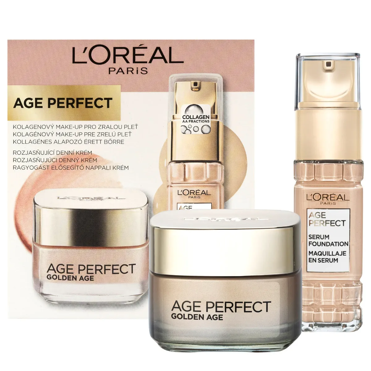 L'Oréal Paris Age Perfect Duo Packs Kolagenový Makeup 140 Linen a denný krém
