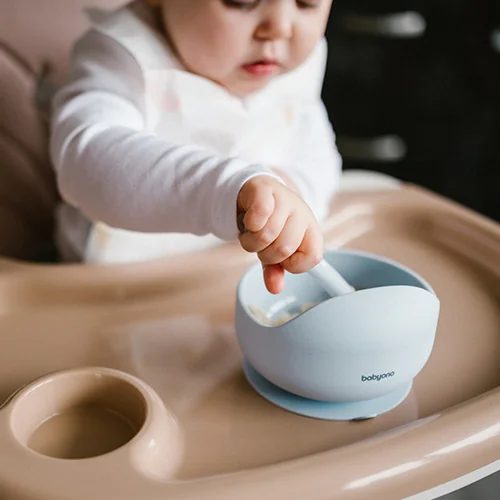 BABYONO Miska silikónová s prísavkou - blue 6m+ 1×1 ks, silikónová myška