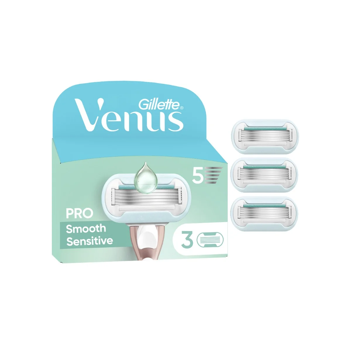 Gillette Venus Pro Smooth Sensitive holiace hlavice pre citlivú pokožku 3 ks 3 ks