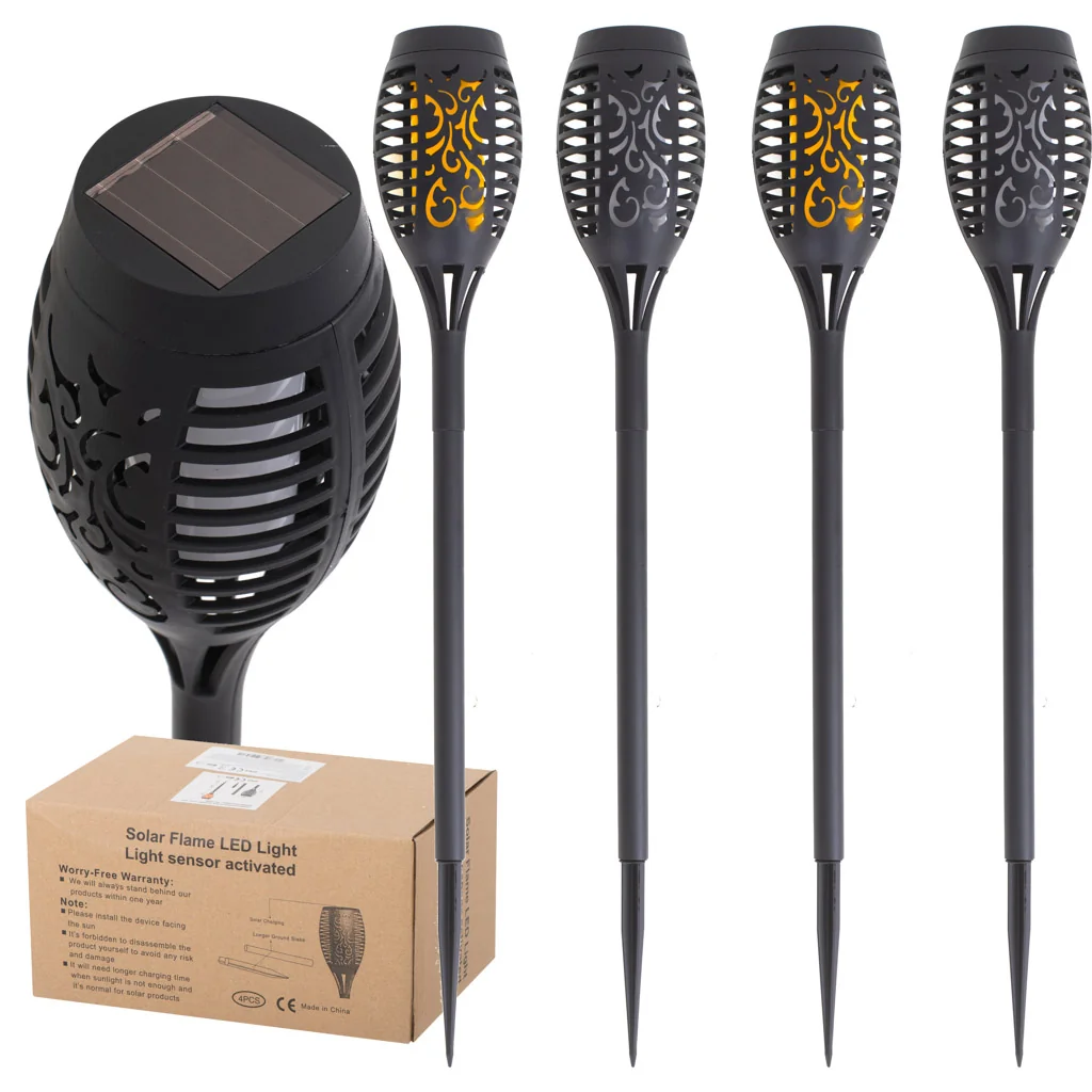 Solárne záhradné lampy 4 ks – LED baterky 12 LED, osvetlenie chodníkov a altánkov