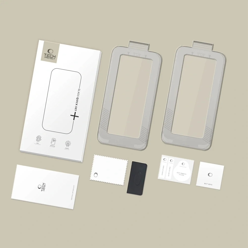 Tech-Protect Quick Set 2x ochranné sklo na iPhone 17, čierne