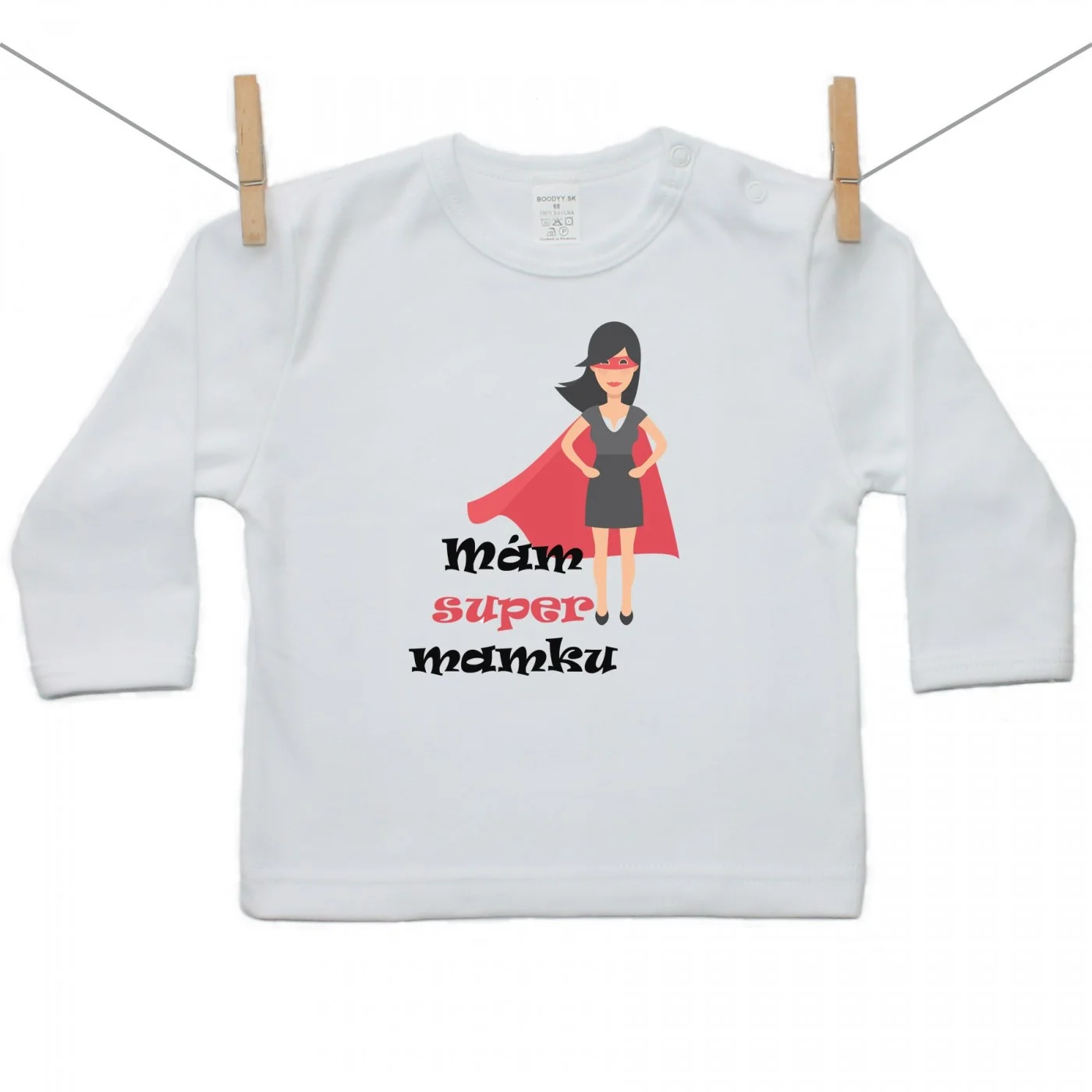 Boodyy Tričko s dlhým rukávom Mám super mamku Veľkosť: 140