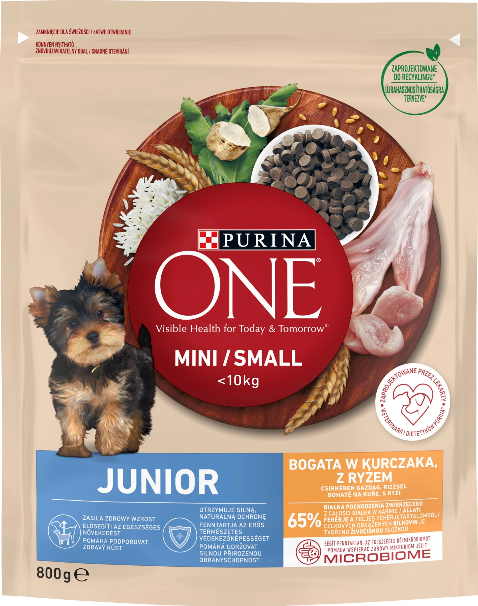 ONE MINI Junior Dog 800g s kuraťom 1×800 g, kompletné krmivo pre šteňatá