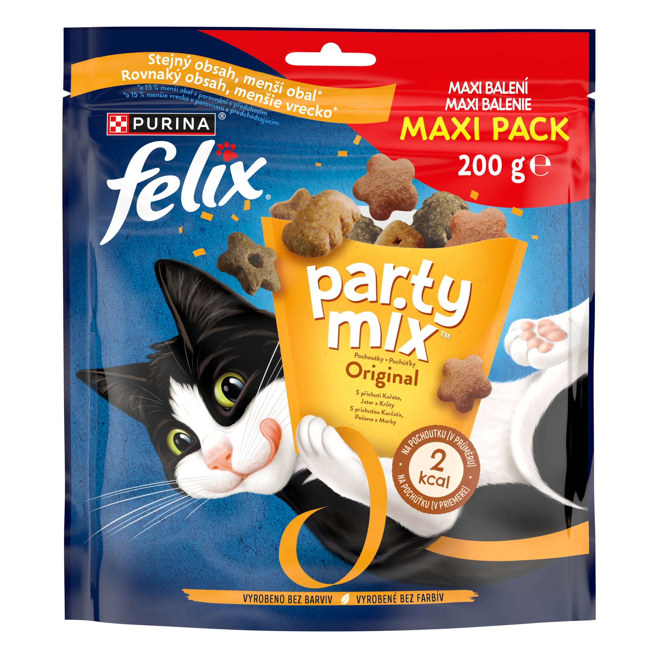 Felix Party Mix maškrty pre mačky Original Mix kura, morka, pečeň 200 g 1×200 g, doplnkové krmivo pre dospelé mačky