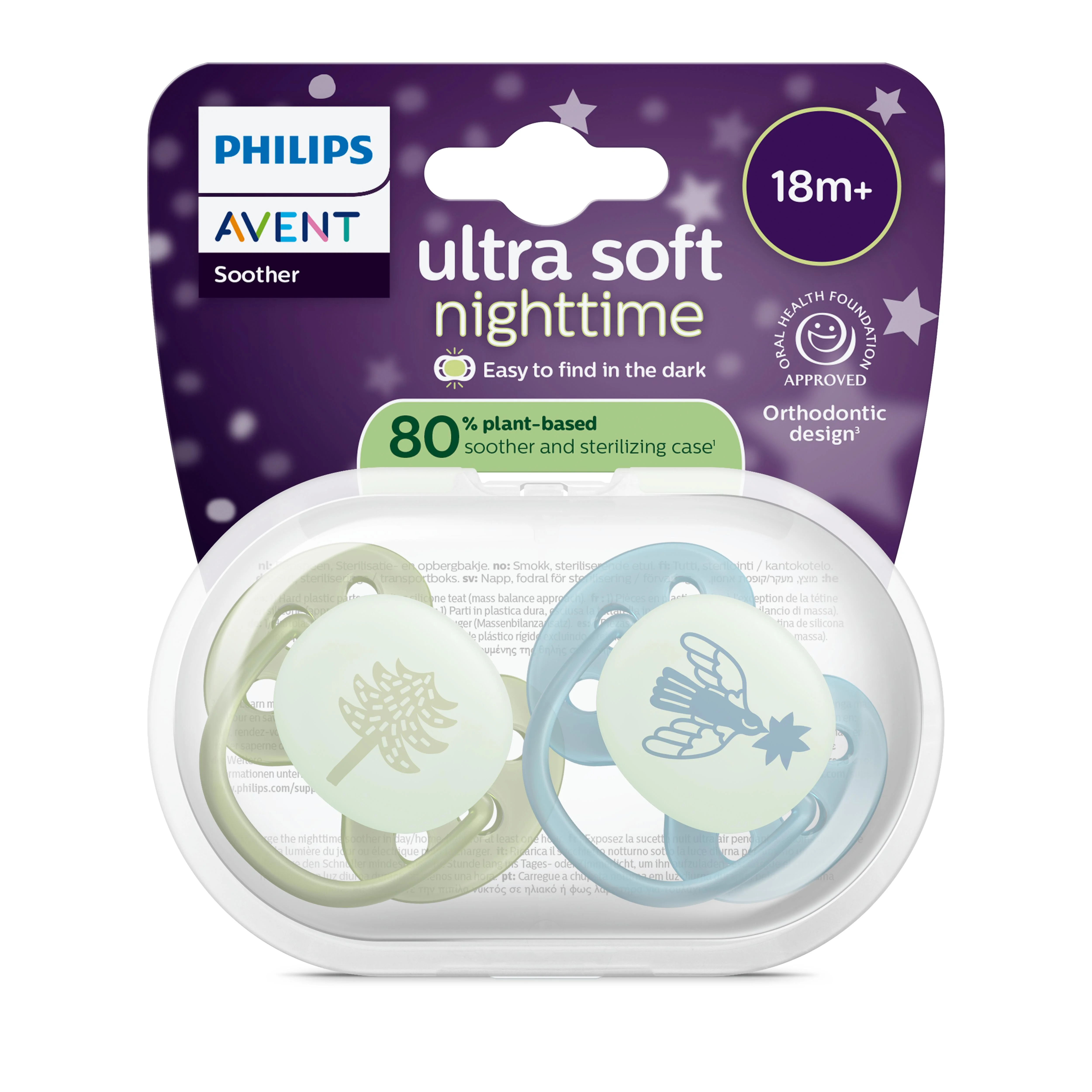 Philips AVENT - SCF094/05 ultrasoft soother nightime, 18+m, deco neutral 2 ks