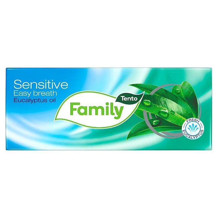 Tento Family Sensitive Eucalyptus Oil hygienické vreckovky 10×10 ks, hygienické vreckovky
