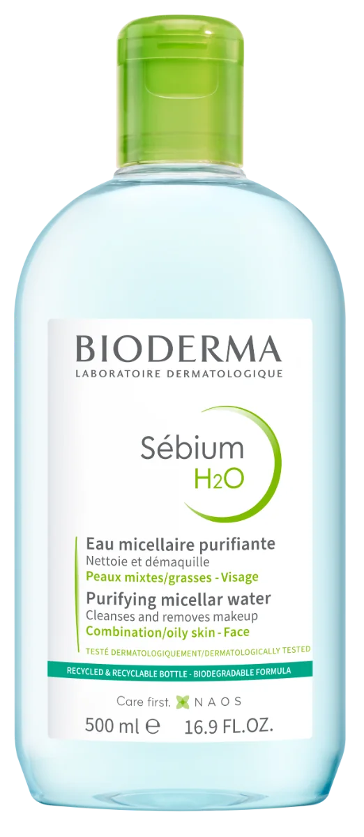 BIODERMA Sébium H2O micelárna voda na mastnú pleť a akné 1×500 ml, micelárna voda