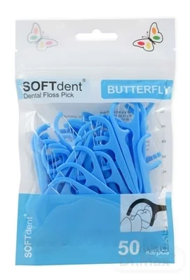 Dentálne špáradlá s niťou SOFTdent Butterfly 1x50 ks, v uzatvárateľnom obale
